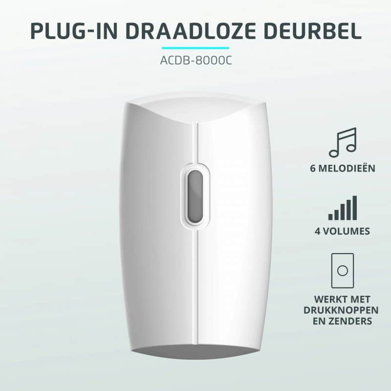 Miniatuur van KLIKAANKLIKUIT plug-in draadloze deurbel - ACDB-8000C wit (70270)