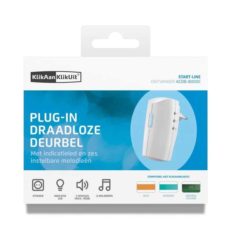 Miniatuur van KLIKAANKLIKUIT plug-in draadloze deurbel - ACDB-8000C wit (70270)