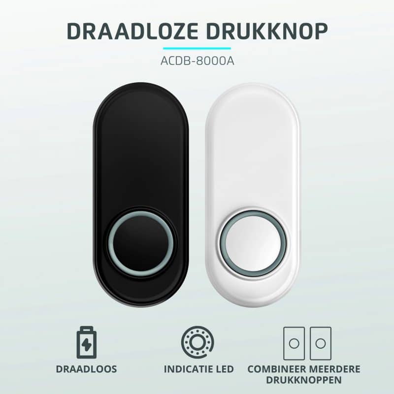 Miniatuur van KLIKAANKLIKUIT draadloze drukknop voor deurbellen - ACDB-8000A zwart (70276)