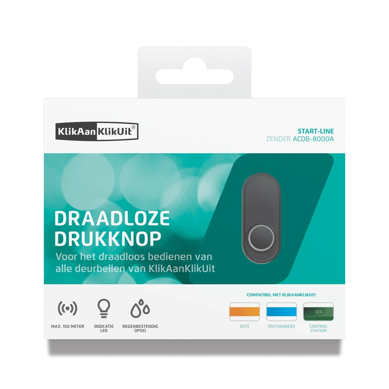 Miniatuur van KLIKAANKLIKUIT draadloze drukknop voor deurbellen - ACDB-8000A zwart (70276)