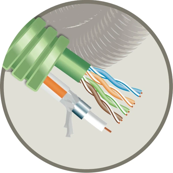 Miniatuur van Green flex flexibele buis telenet TRI16 + data U/UTP CAT6 - 20mm per rol 100 meter (HFTRI6UTP6)
