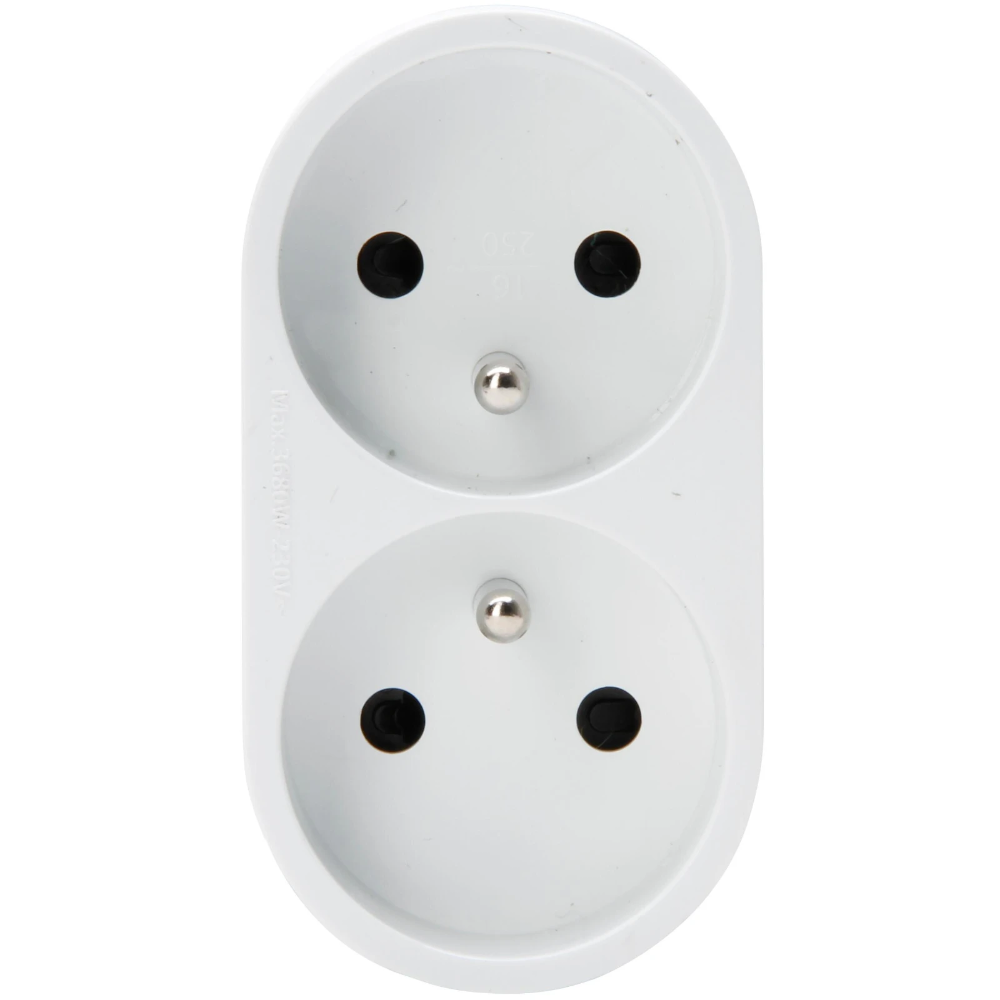 Miniatuur van Kopp adapter verloopstekker domino ovaal 2-voudig met penaarde kinderbeveiliging - wit (705113009)