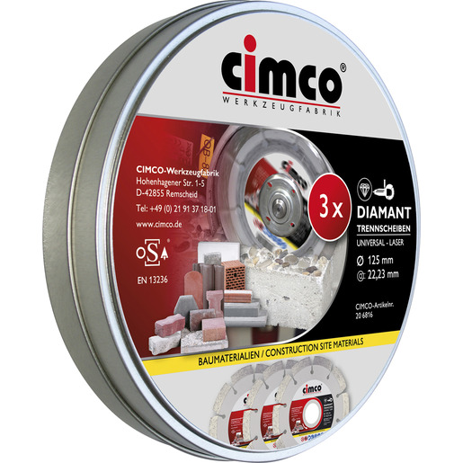 Miniatuur van Cimco diamant slijpschijf haakse slijper 125mm per set van 3 stuks (206816)
