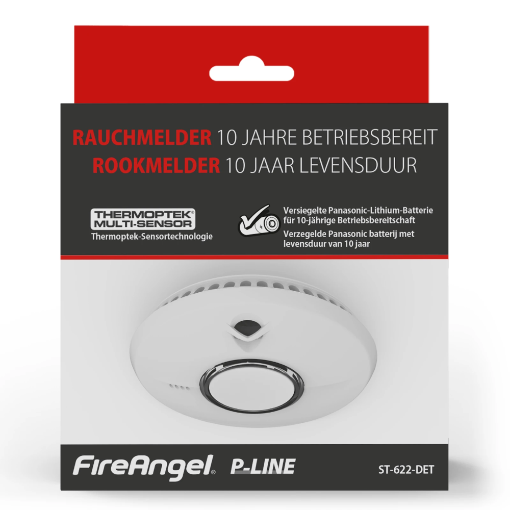 Miniatuur van FireAngel optische rookmelder 10 jaars 3V vaste lithium batterij met Q-label - niet koppelbaar (ST-622-DET)
