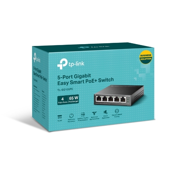Miniatuur van TP-LINK PoE Smart switch 5-poorts 10-1000 Mbps 65W (TL-SG105PE)