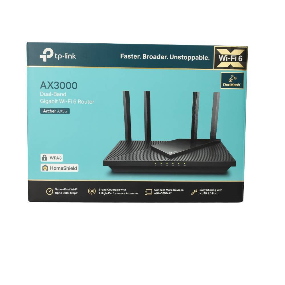 Miniatuur van TP-LINK AX3000 WiFi router 574Mbps op 2.4GHz-band + 2402Mbps op 5GHz-band (Archer AX55)