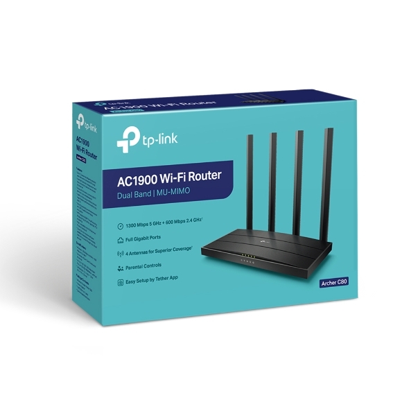 Miniatuur van TP-LINK Archer C80 WiFi router 600Mbps op 2.4GHz-band + 1300Mbps op 5GHz-band (ARCHER C80)