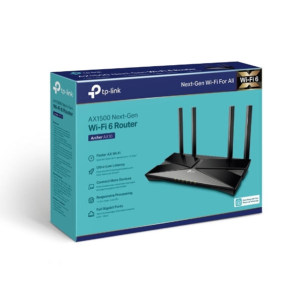 Miniatuur van TP-LINK AX1500 WiFi router 300Mbps op 2.4GHz-band + 1201Mbps op 5GHz-band (Archer AX10)