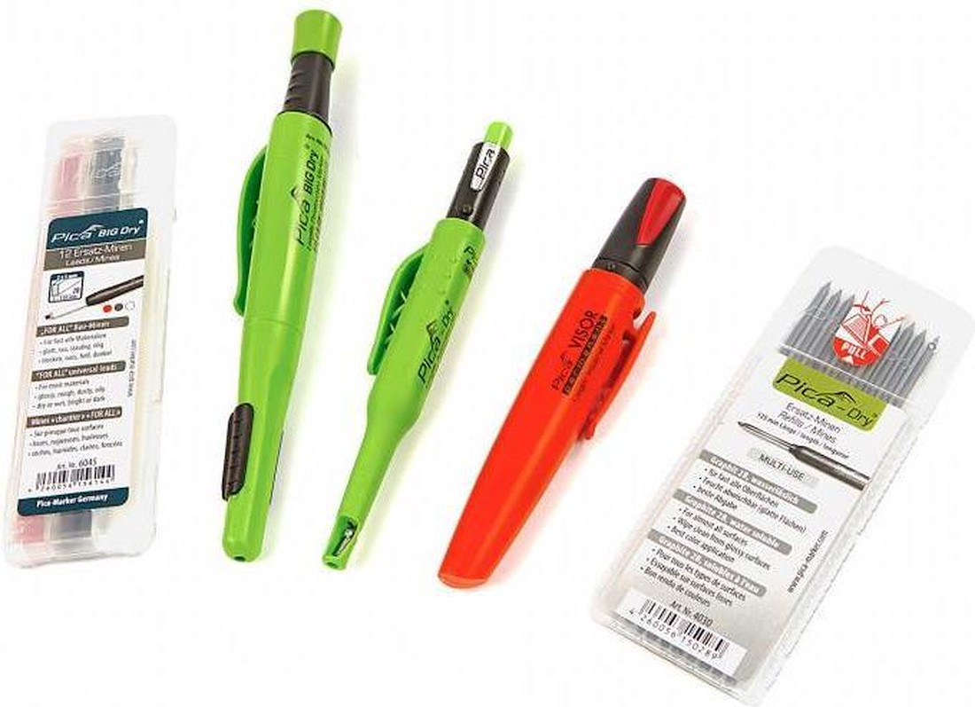 Miniatuur van Pica masterset potloden, navullingen, en stift voor timmermannen in luxe etui (PI55030)