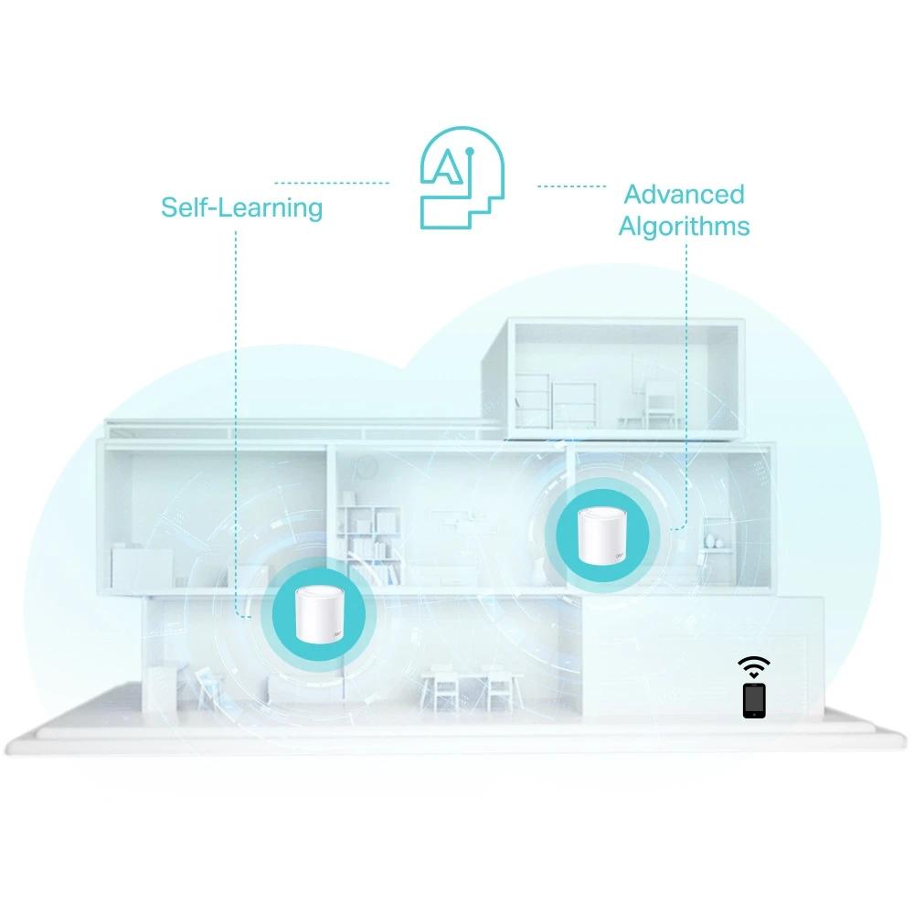 Miniatuur van TP-LINK mesh WiFi router 574 Mbps op 2,4GHz + 2402Mbps op 5GHz-band - per 3 stuks (Deco X50 3-Pack)