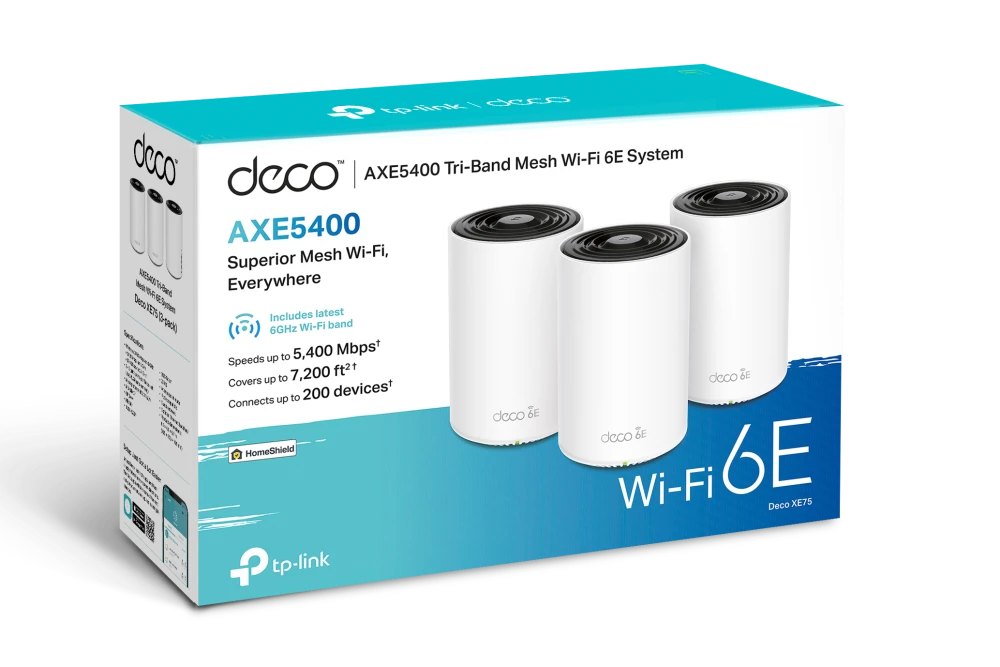 Miniatuur van TP-LINK mesh WiFi router 574Mbps op 2,4GHz + 2400Mbps op 5GHz en 2402Mbps op 6 GHz-band - per 3 stuks (Deco XE75 3-pack)