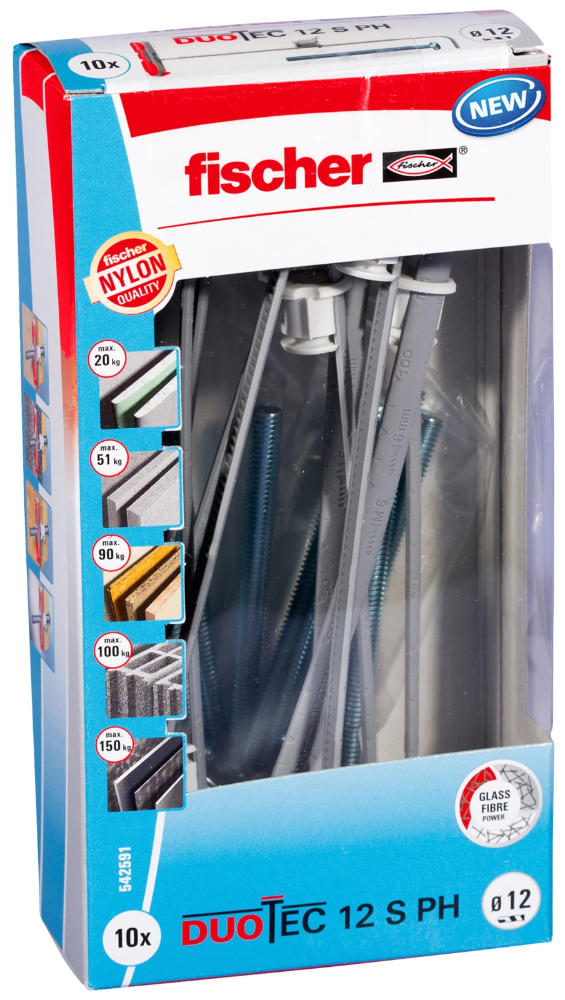Miniatuur van Fischer Fischer DuoTec Hollewandplug 12 S met  bolkopschroef - per 10 stuks (542591)