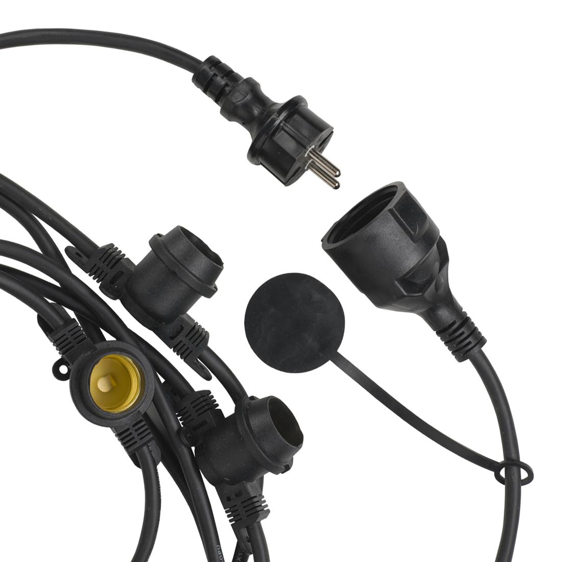 Miniatuur van Bailey lichtsnoer 20 fittingen E27 2x1,5 mm2 10 meter IP44 - zwart (145076)