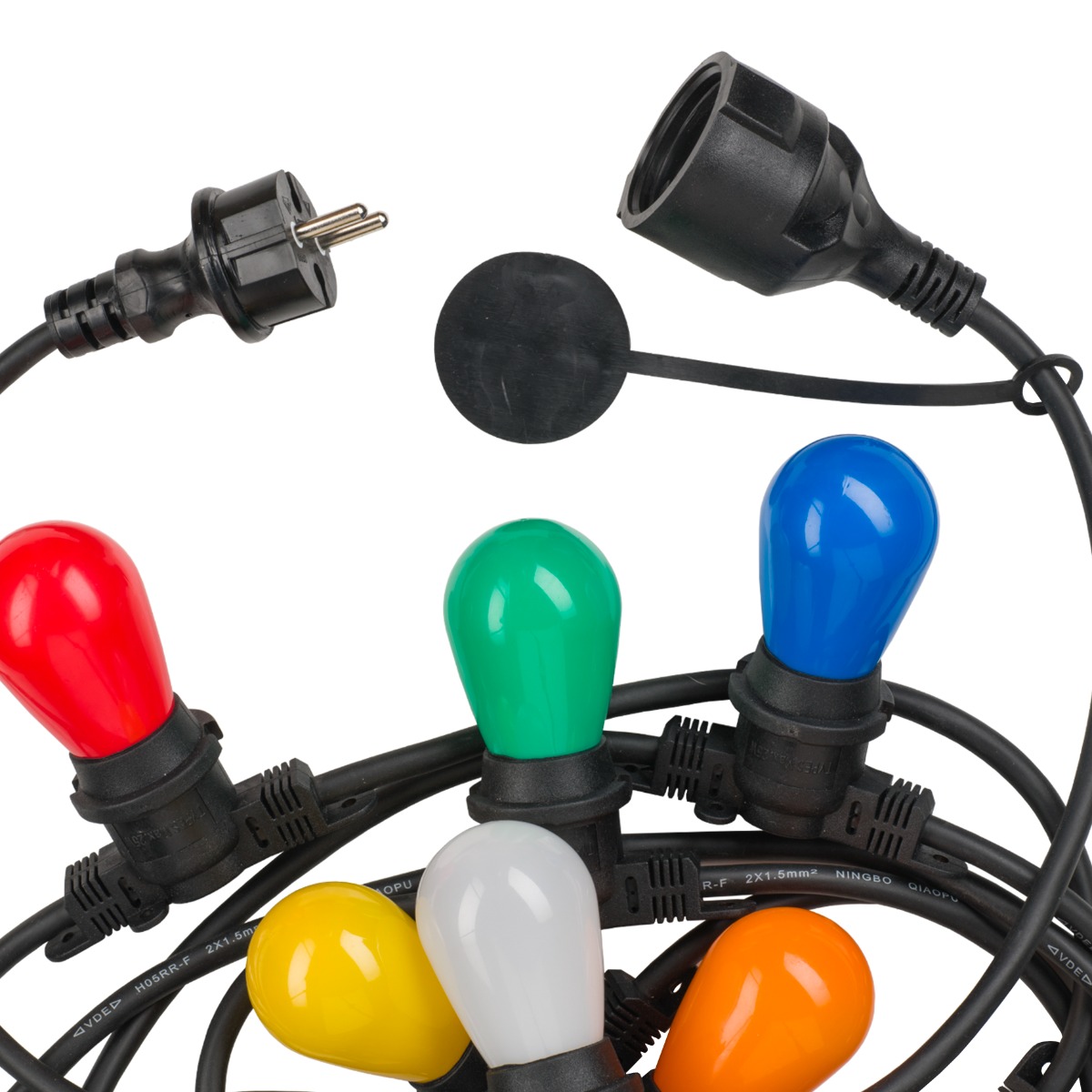 Miniatuur van Bailey lichtsnoer 10 fittingen E27 2x1,5 mm2 5 meter IP44 - zwart (141954)