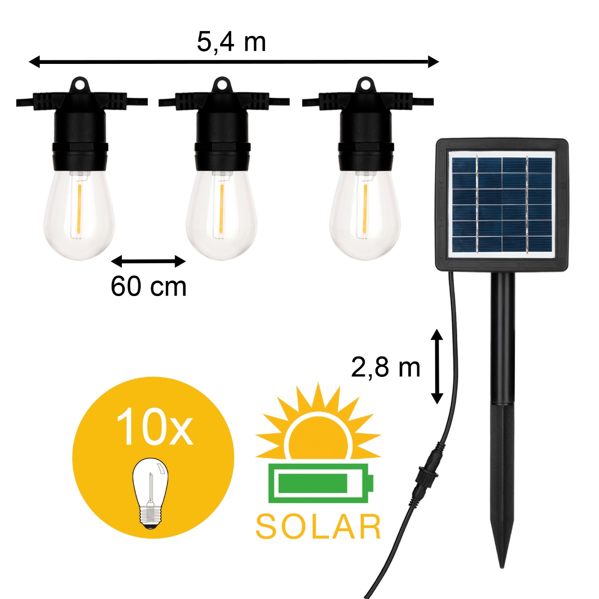 Miniatuur van Bailey solar lichtsnoer 10 lampen 8,2 meter IP44 - zwart (145439)