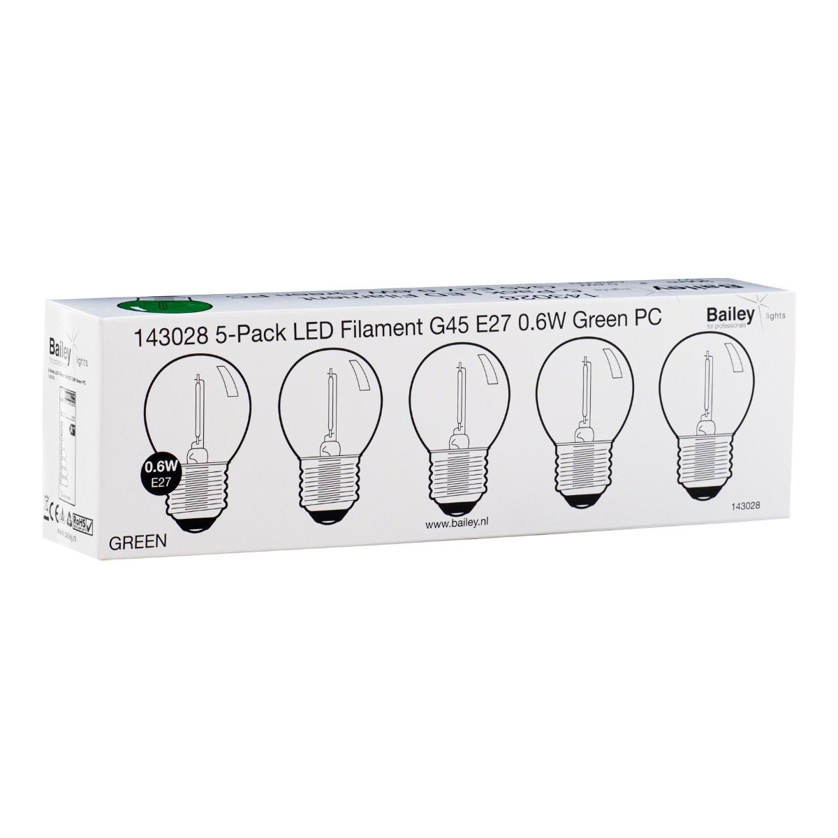 Miniatuur van Bailey LED kogel E27 groen 0,6W 30lm IP44 ecopack 5 pack (143028)