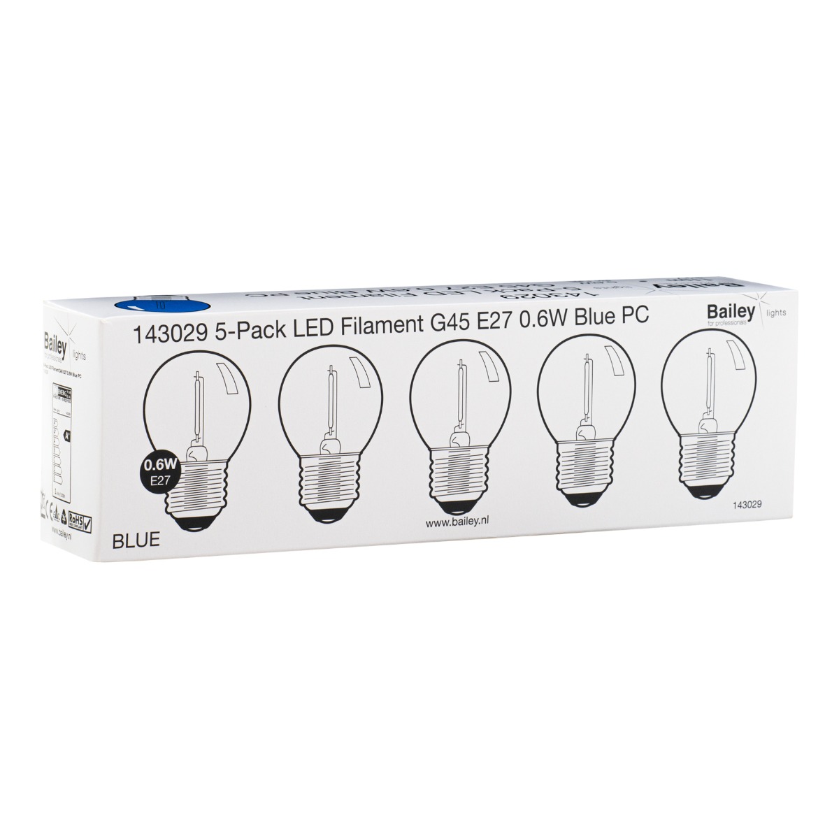 Miniatuur van Bailey LED kogel E27 blauw 0,6W 5lm IP44 ecopack (143029)