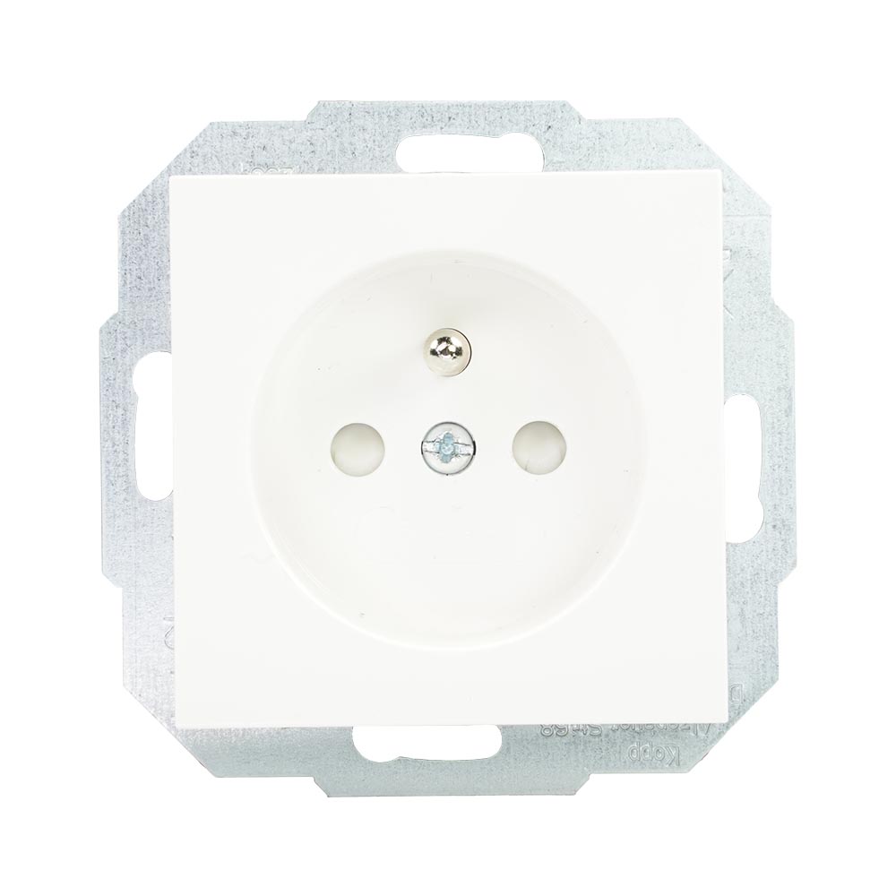 Miniatuur van EMhub Quadro55 (by Kopp) wandcontactdoos 1-voudig penaarde met shutter - helder wit (4088013)
