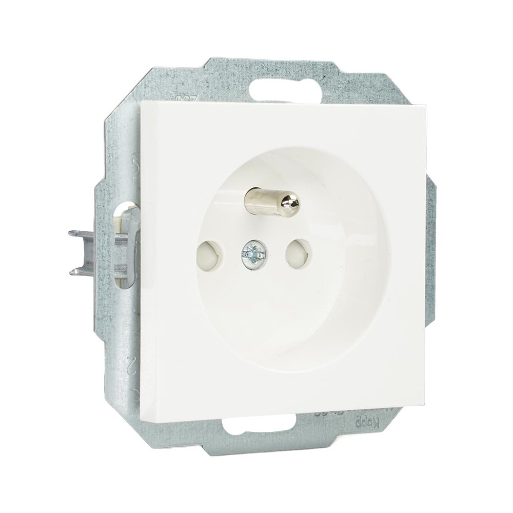 Miniatuur van EMhub Quadro55 (by Kopp) wandcontactdoos 1-voudig penaarde met shutter - helder wit (4088013)
