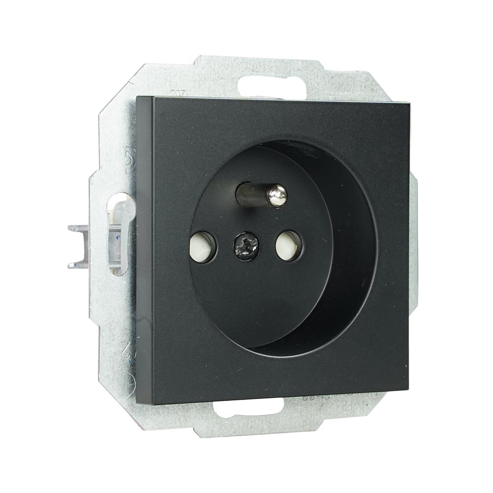 Miniatuur van EMhub Quadro55 (by Kopp) wandcontactdoos 1-voudig penaarde met shutter - mat-zwart (4088093)