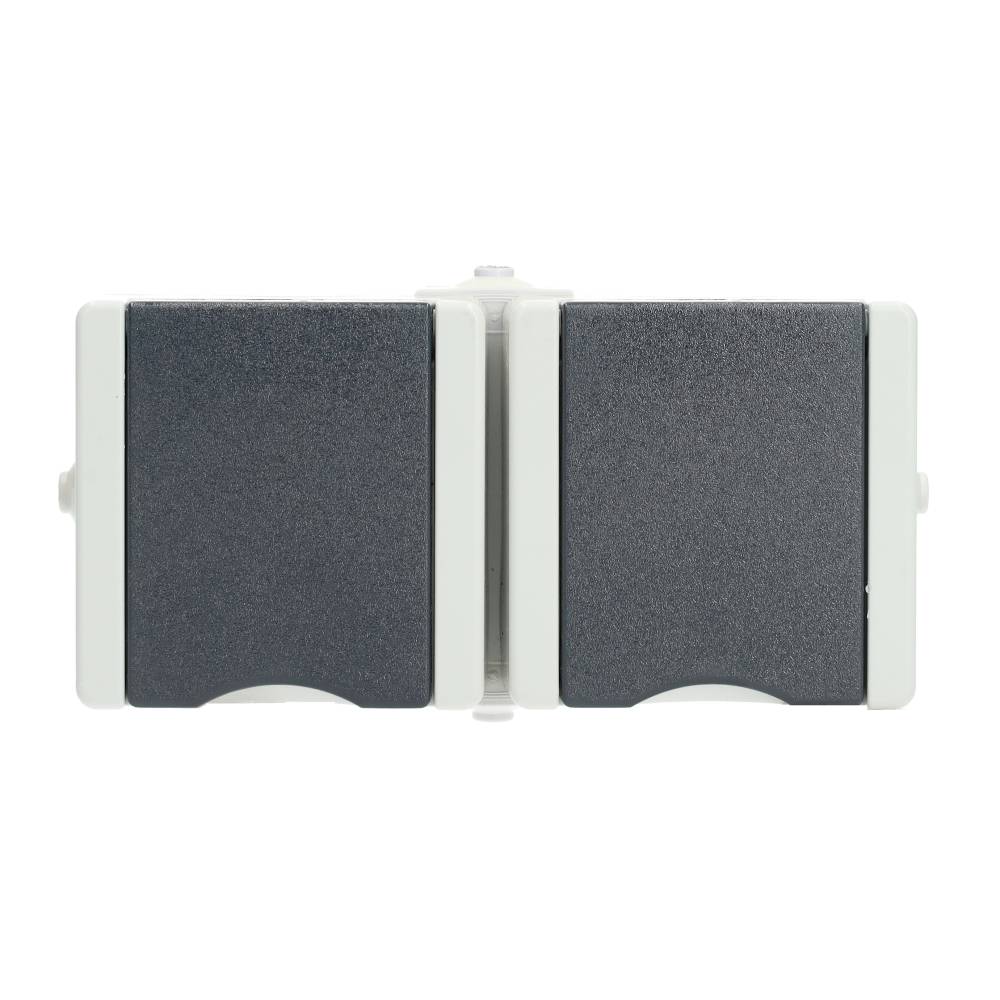 Miniatuur van EMhub Aquadro stopcontact 2-voudig met penaarde en shutter spatwaterdicht IP44 horizontaal - grijs (4088120)