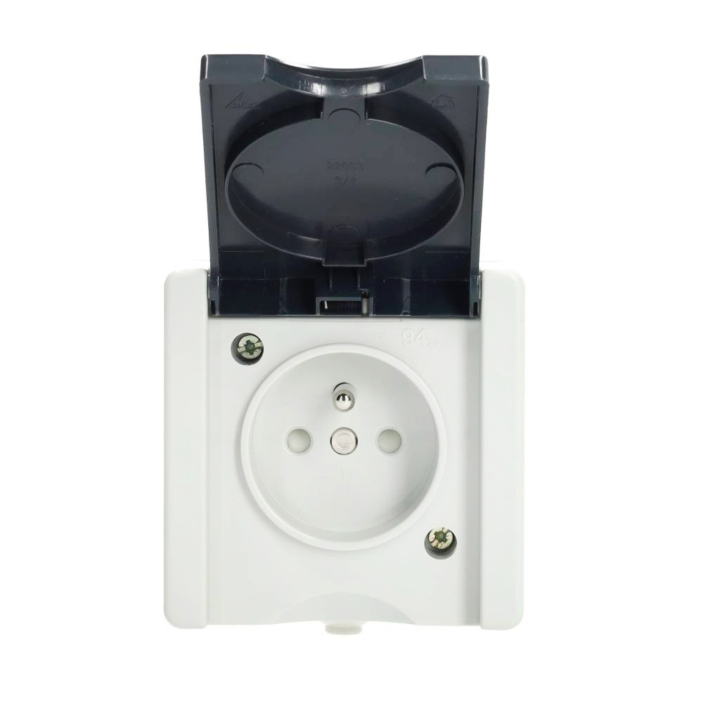 Miniatuur van EMhub Aquadro stopcontact 1-voudig met penaarde en shutter spatwaterdicht IP44 - grijs (4088118)