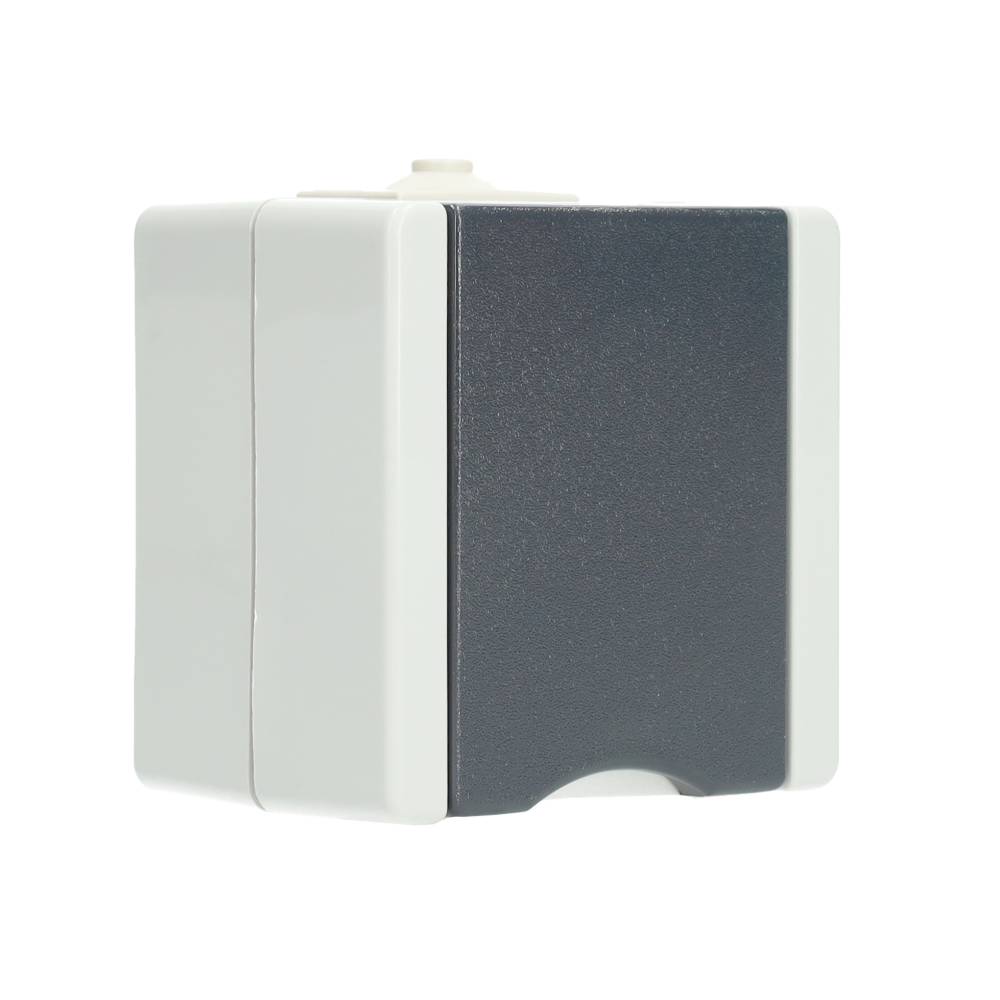 Miniatuur van EMhub Aquadro stopcontact 1-voudig met penaarde en shutter spatwaterdicht IP44 - grijs (4088118)