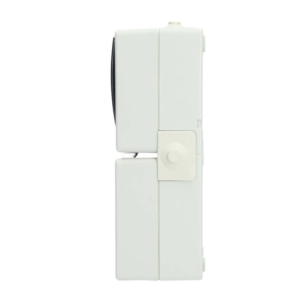 Miniatuur van EMhub Aquadro combinatie stopcontact met penaarde en shutter en wisselschakelaar spatwaterdicht IP44 verticaal - grijs (4088121)