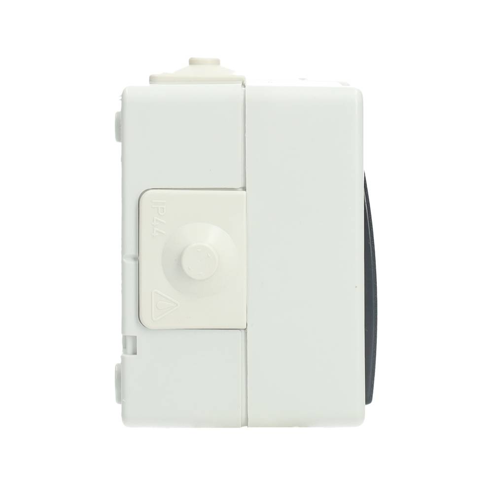 Miniatuur van EMhub Aquadro combinatie stopcontact met penaarde en shutter en wisselschakelaar spatwaterdicht IP44 horizontaal - grijs (4088122)