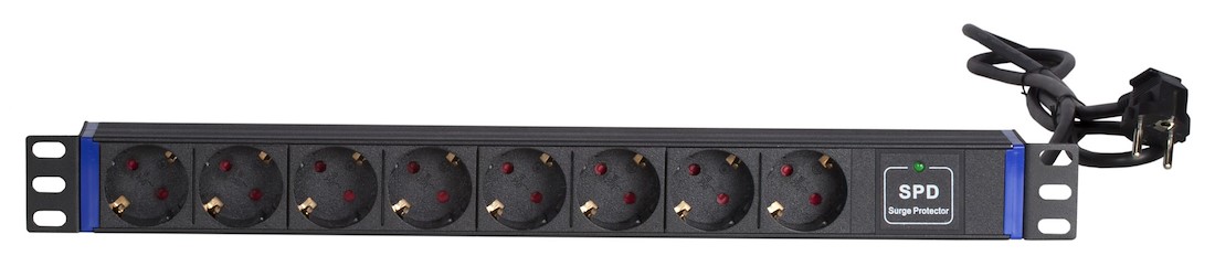 Miniatuur van 19 inch 8-voudige stekkerdoos - Surge Protection Device - zwart (DS-8PDU-SPD)