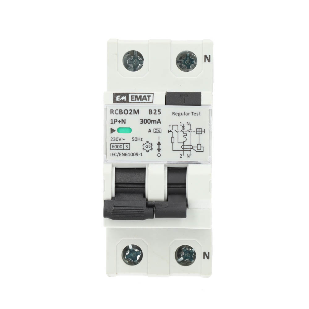 Miniatuur van EMAT differentieelautomaat 1-polig+nul 25A B-kar 300mA 2 modules (85006040)