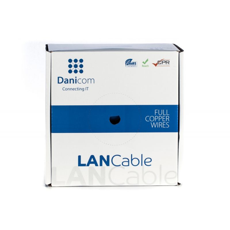 Miniatuur van Danicom CAT6a U/UTP kabel stug LSZH rol van 100 meter - blauw (DC-UTP6A-100S-ECA)