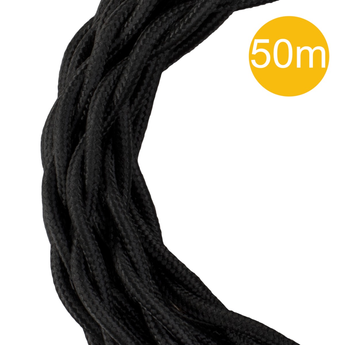 Miniatuur van Bailey textielsnoer op rol 50 meter 2x0.75 mm2 - zwart gedraaid (140319)