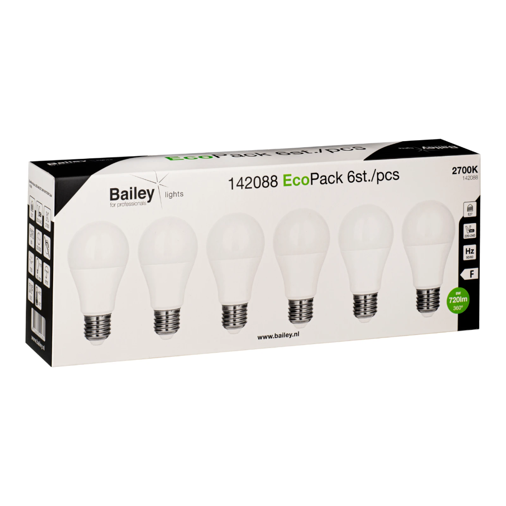 Miniatuur van Bailey LED lamp peer E27 8W 720lm warm wit 2700K - 6 stuks (142088)