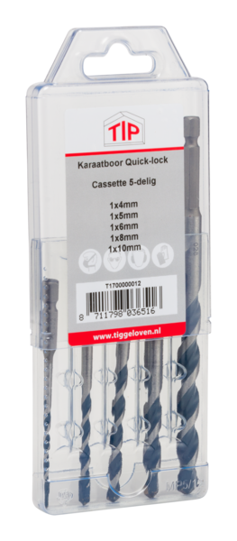 Miniatuur van TIP universeelborenset (hout/steen/tegels/kunststof) 5-delig maat 4/5/6/8/10mm Quick-lock (TKBSET-5DQL)