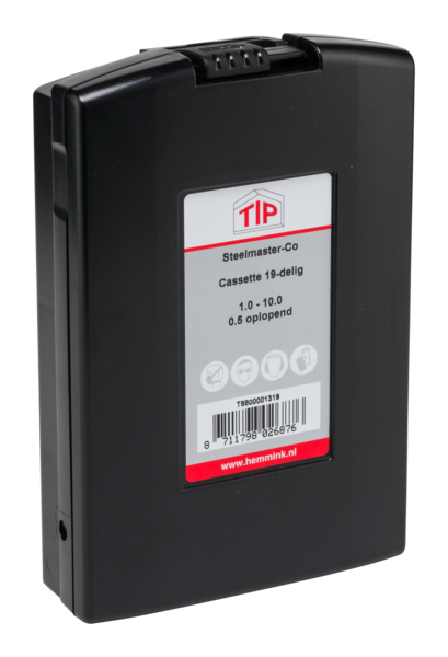 Miniatuur van TIP metaalboor cobalt tbv RVS en gietijzer HSS-Co 19-delig (TSMCo-19D)