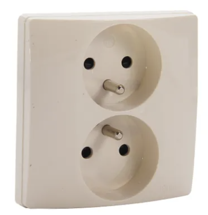 Miniatuur van Legrand stopcontact 2-voudig met penaarde, kinderbeveiliging en spanklauwbevestiging - Niloé crème (396652)