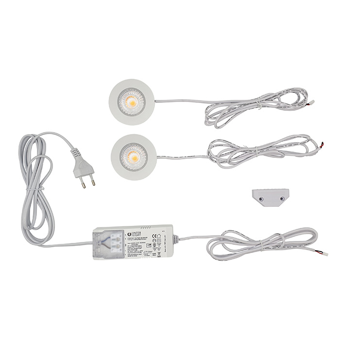 Miniatuur van INTERLight inbouwspot set dimbaar rond wit 4W 260lm 2700K incl. driver Ø65mm - zaagmaat Ø58mm IP44 (IL-CBSET27W)