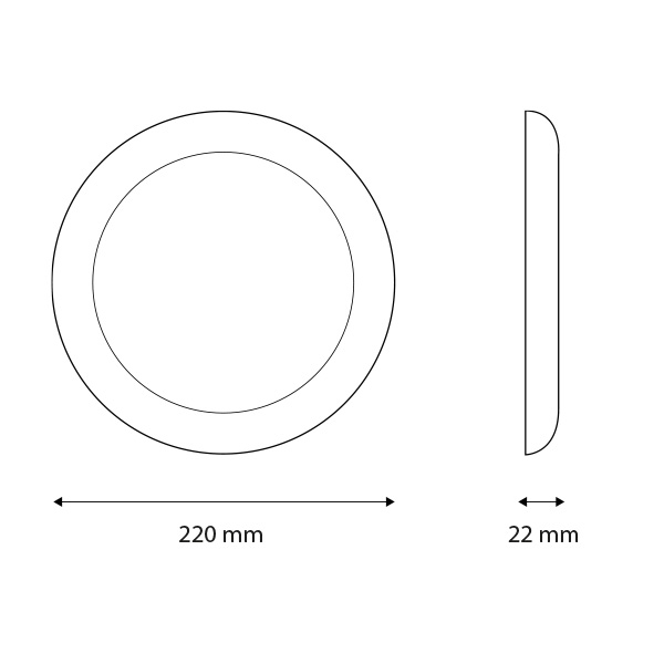 Miniatuur van INTERLight downlighter 12/18W 1080/1710lm CCT zaagmaat Ø120-200mm Ø220mm IP44 - wit (IL-DN220KS)