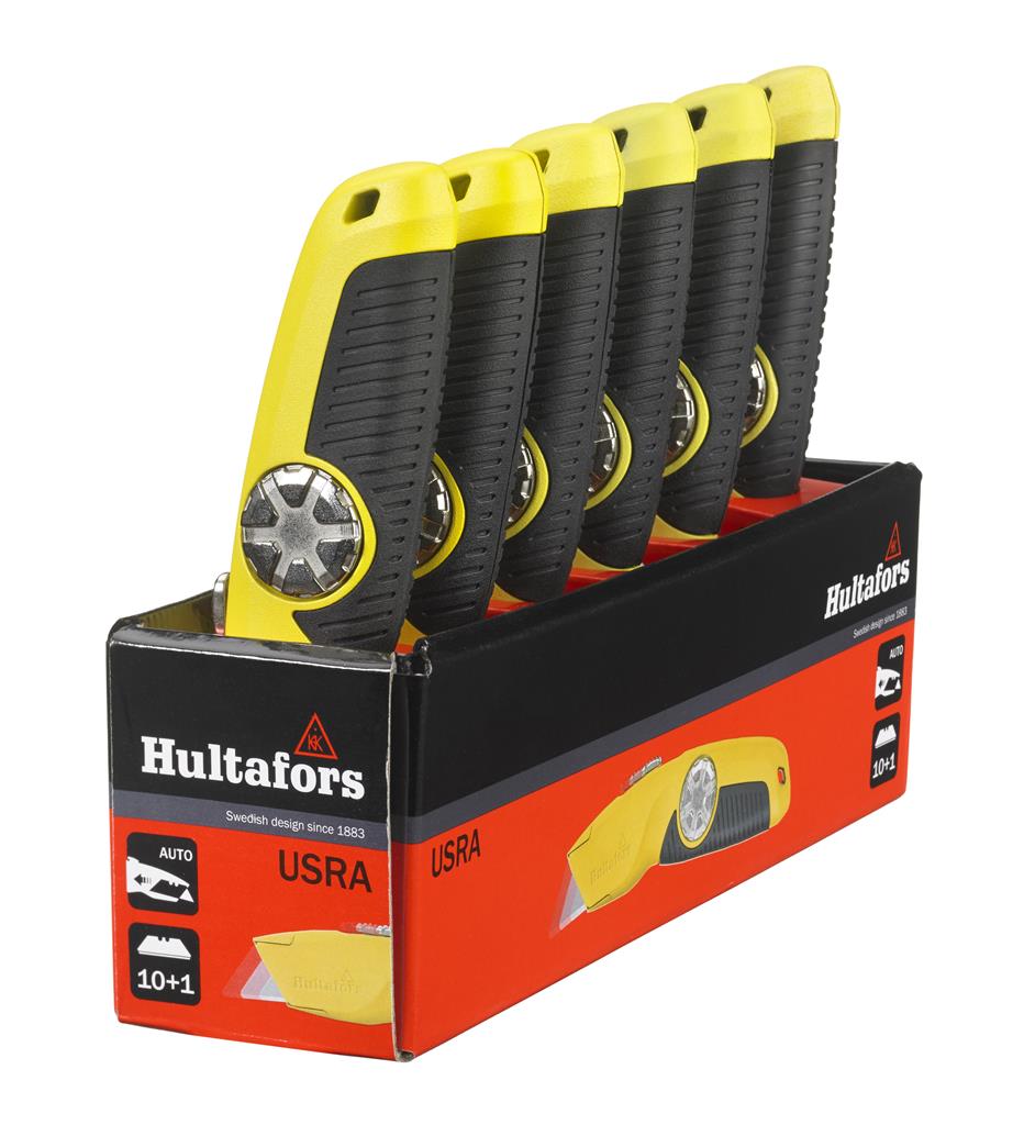 Miniatuur van Hultafors uitschuifmes stanleymes USRA draaiknop incl 10 messen - geel (388030)