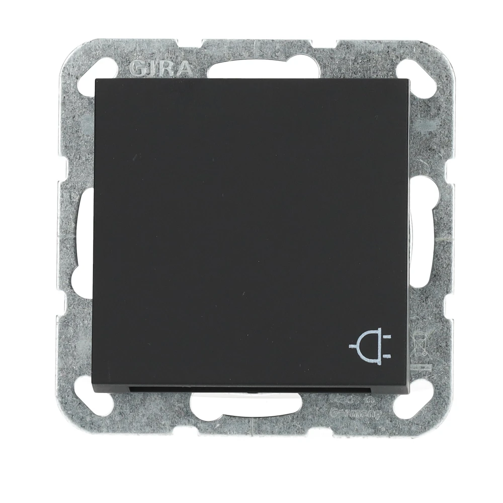Miniatuur van Gira stopcontact met aardingspen CEBEC en klapdeksel - systeem 55 zwart mat (4488005)