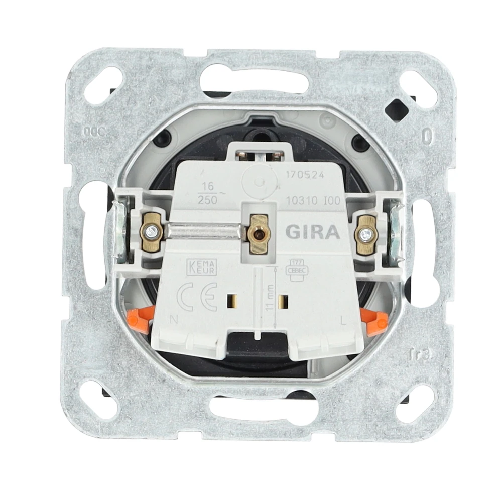 Miniatuur van Gira stopcontact met aardingspen CEBEC en klapdeksel - systeem 55 zwart mat (4488005)