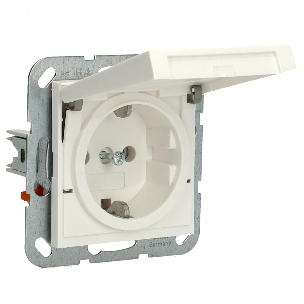 Miniatuur van Gira stopcontact met randaarde en klapdeksel 1-voudig - systeem 55 zuiver wit mat (445427)