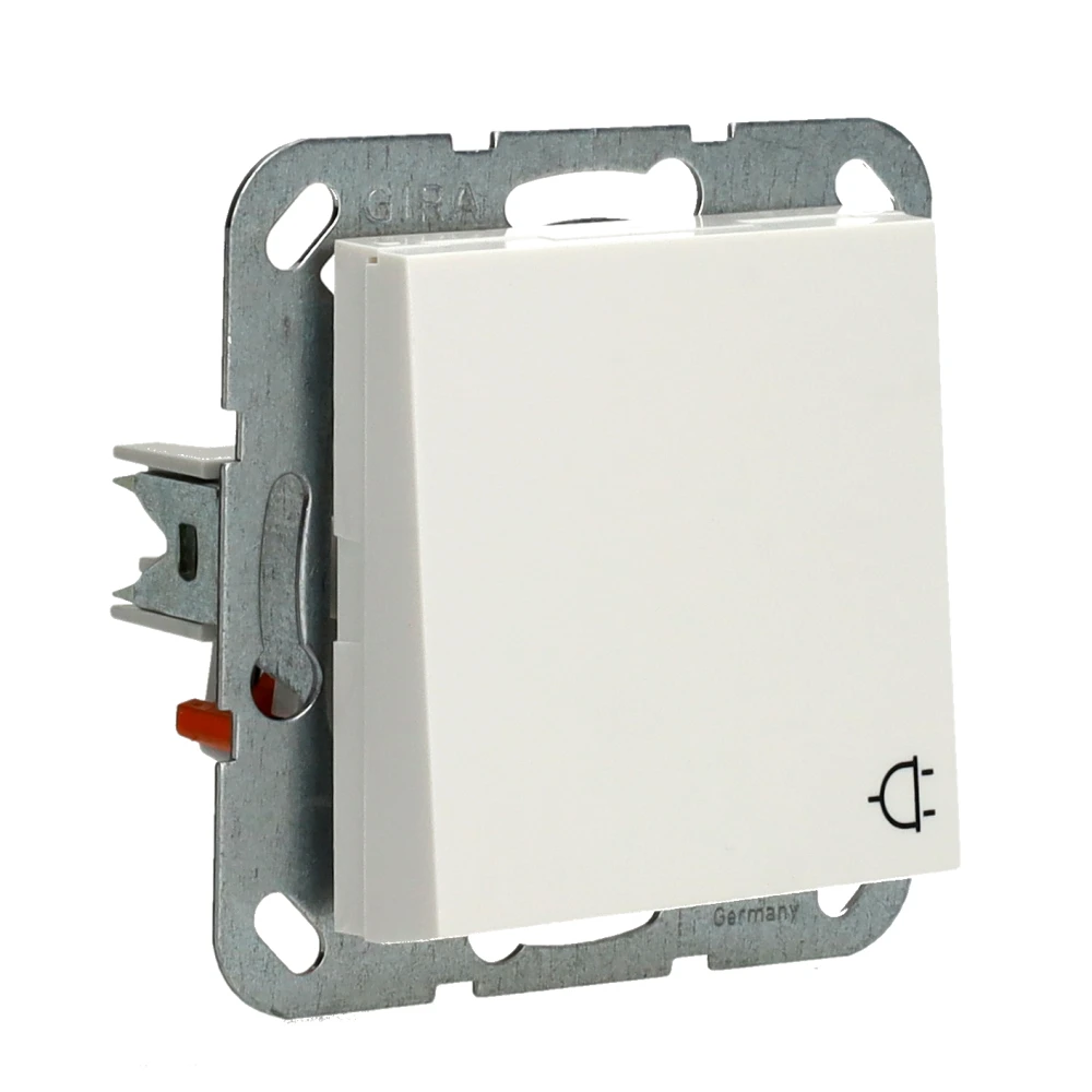 Miniatuur van Gira stopcontact met randaarde en klapdeksel 1-voudig - systeem 55 zuiver wit mat (445427)