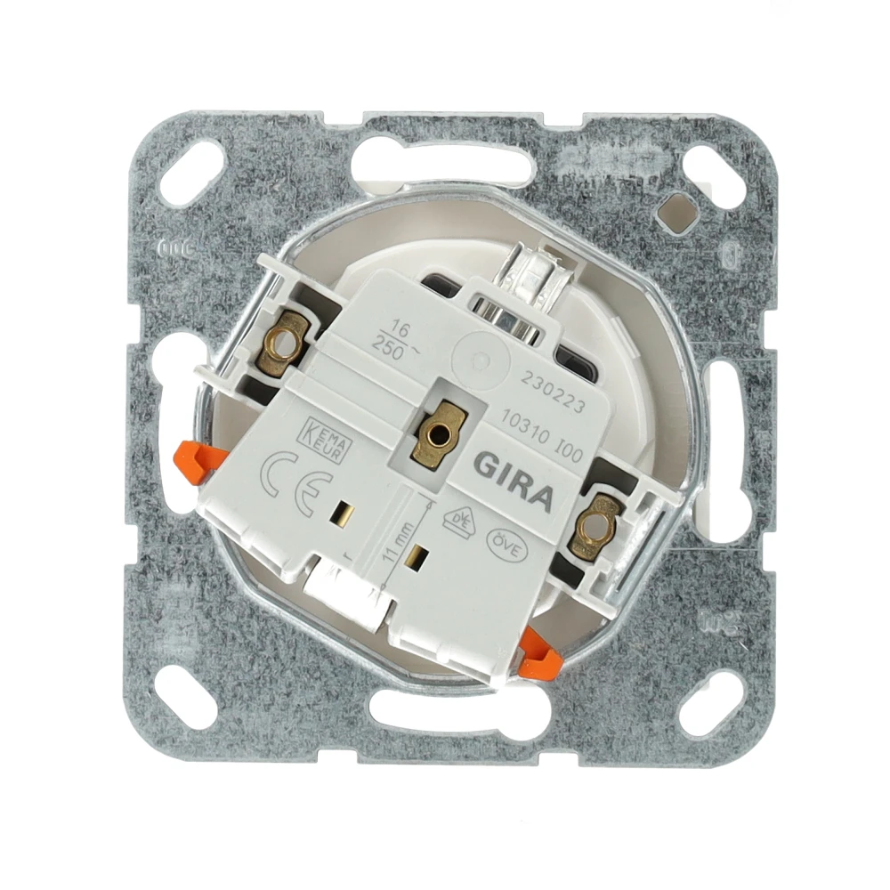 Miniatuur van Gira stopcontact met randaarde30° gedraaid basiselement shutter en symbool 1-voudig - systeem 55 - zuiver wit mat (441827)
