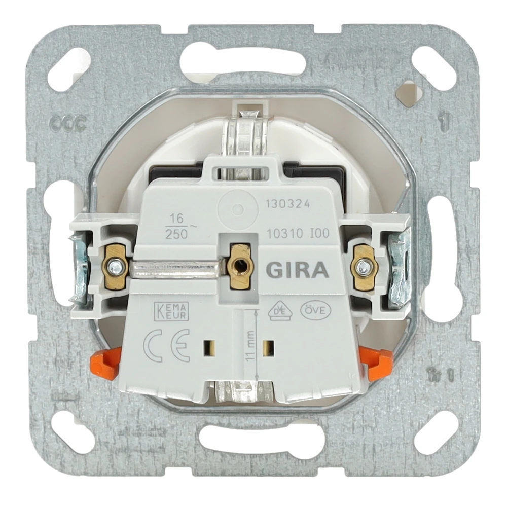 Miniatuur van Gira stopcontact met randaarde kinderbeveiliging shutter symbool en bevestigingsklauwen 1-voudig - systeem 55 zuiver wit mat (445327)