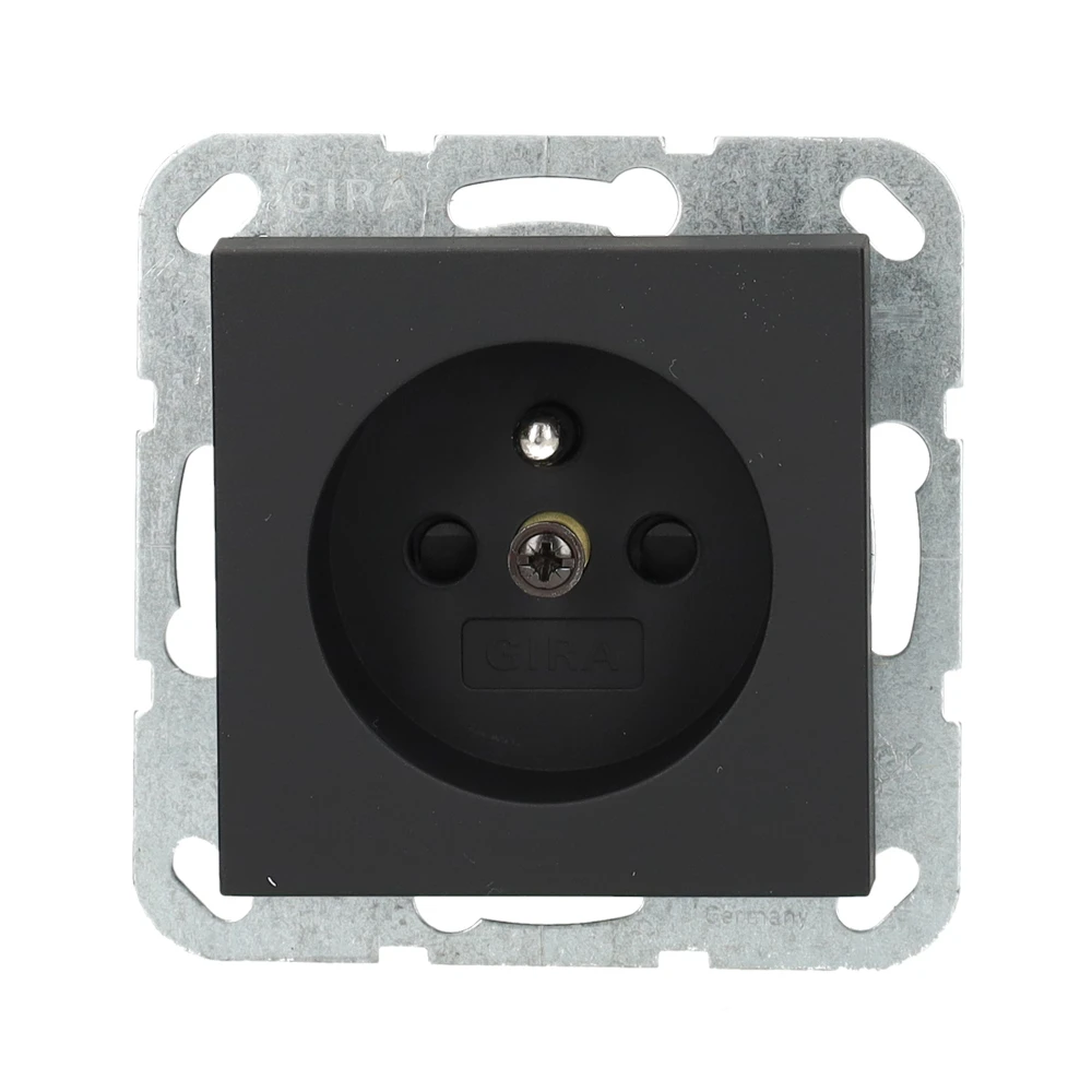 Miniatuur van Gira stopcontact met aardpen en shutter - systeem 55 zwart mat (4485005)