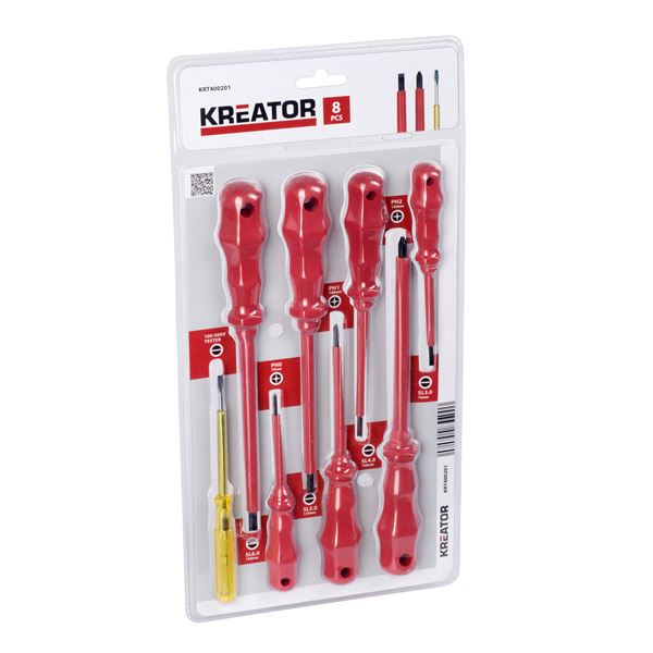 Miniatuur van Kreator schroevendraaierset geïsoleerd SL/PH incl spanningszoeker 8-delig (KRT400201)