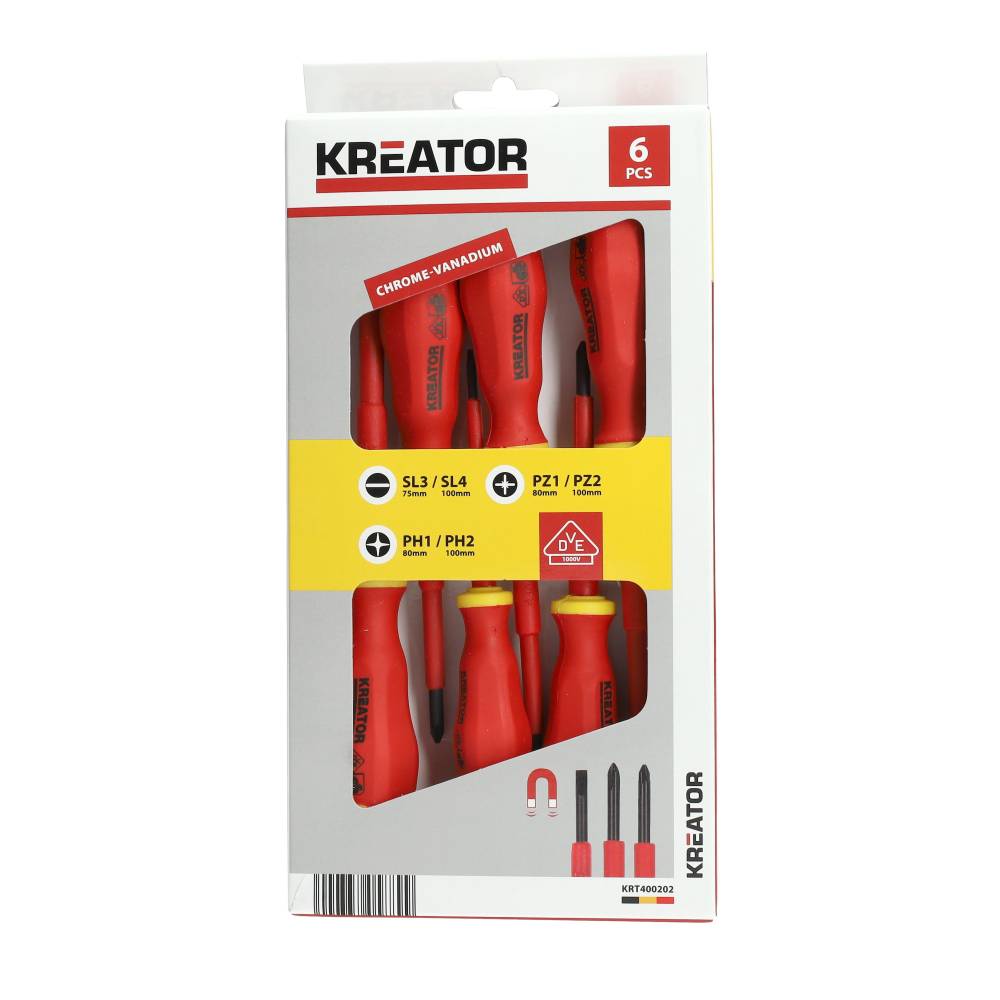 Miniatuur van Kreator schroevendraaierset VDE 1000V SL/PH/PZ 6-delig (KRT400202)