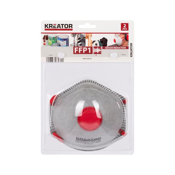 Miniatuur van Kreator FFP1 geurverminderend stofmasker met ventiel set van 2 stuks (KRTS1001VC)
